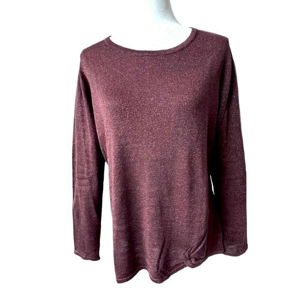 Belle Kim Gavel Bronze Metallic Pullover Top Dressy Shirt SZ S NWT